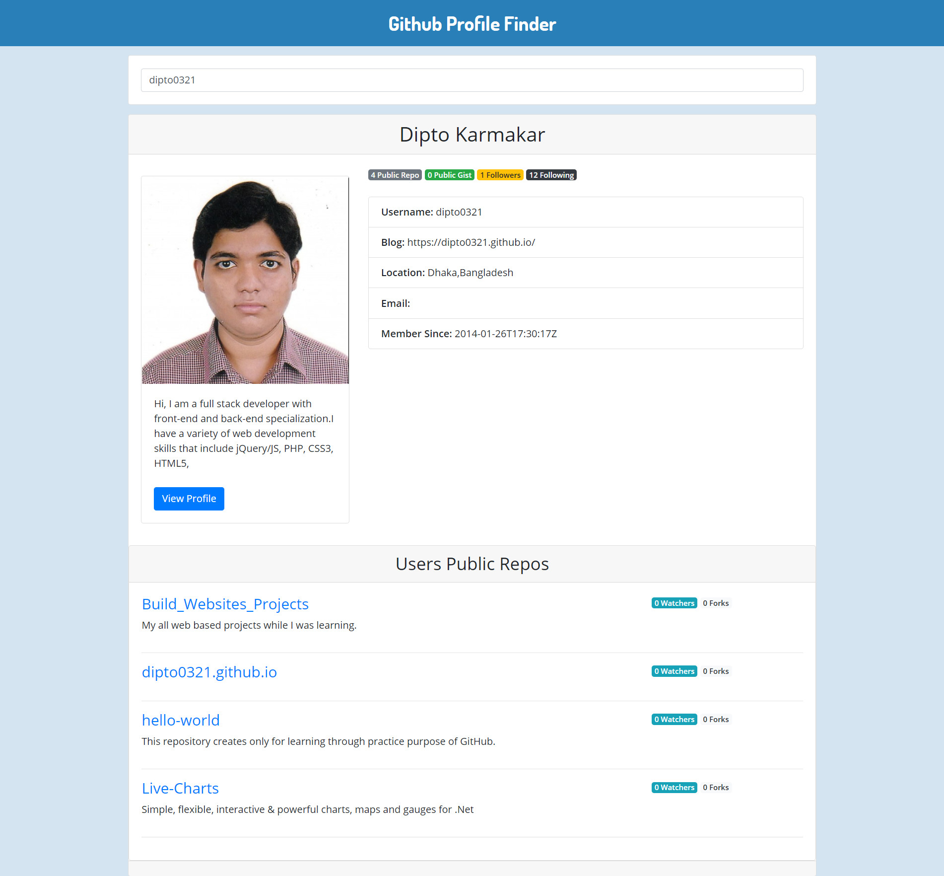 Github Profile Finder